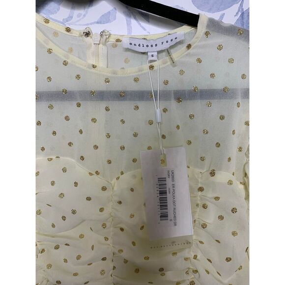 Endless Rose Polka Dot Ruched Dress NWT Size S - Picture 3 of 5